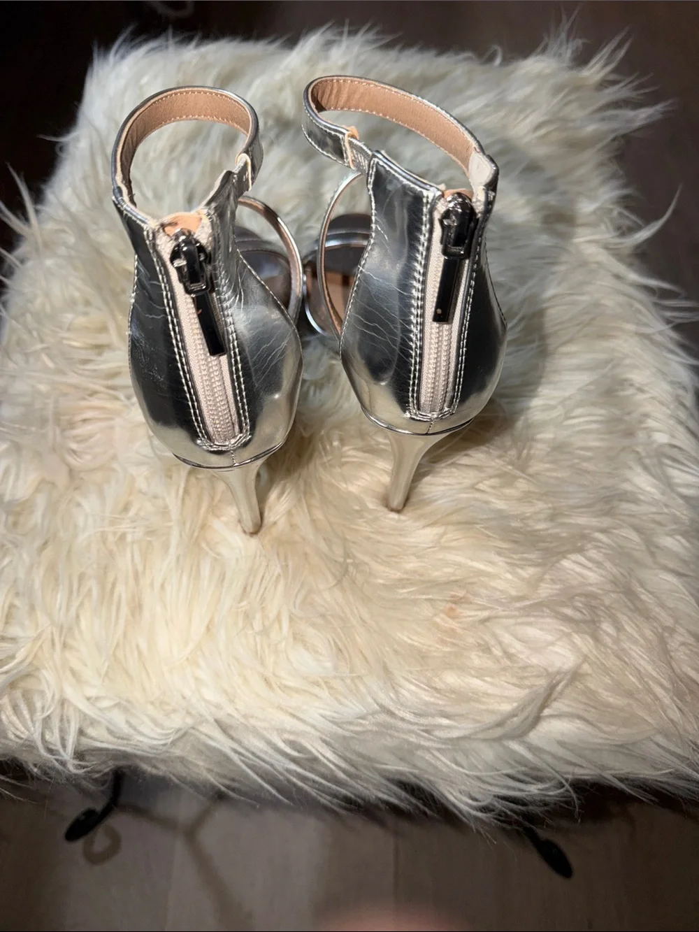 Steve Madden Metallic Silver Triple-Strap High Heels